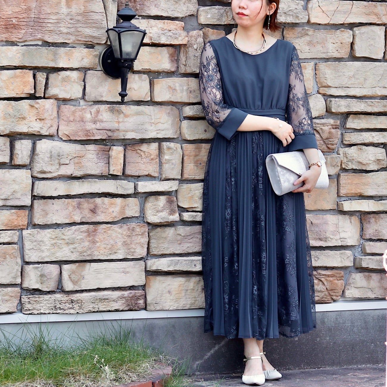 Dorry Doll/ドリードール プリーツ×レース 7分袖ドレス 82010 | Shunal