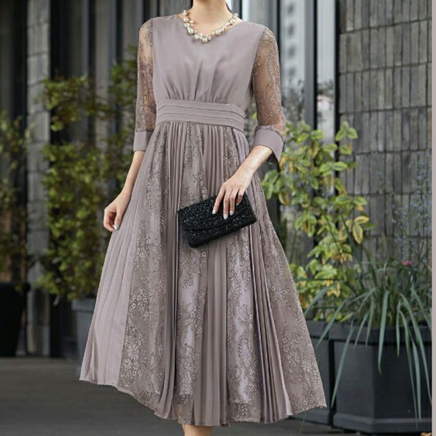 Dorry Doll/ドリードール プリーツ×レース 7分袖ドレス 82010 | Shunal