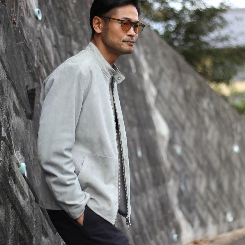 Shunal スウェードシングルライダース GOAT SUEDE BSN アイスグレー