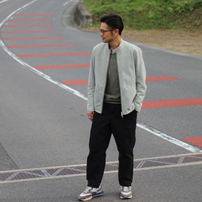 Shunal スウェードシングルライダース GOAT SUEDE BSN アイスグレー