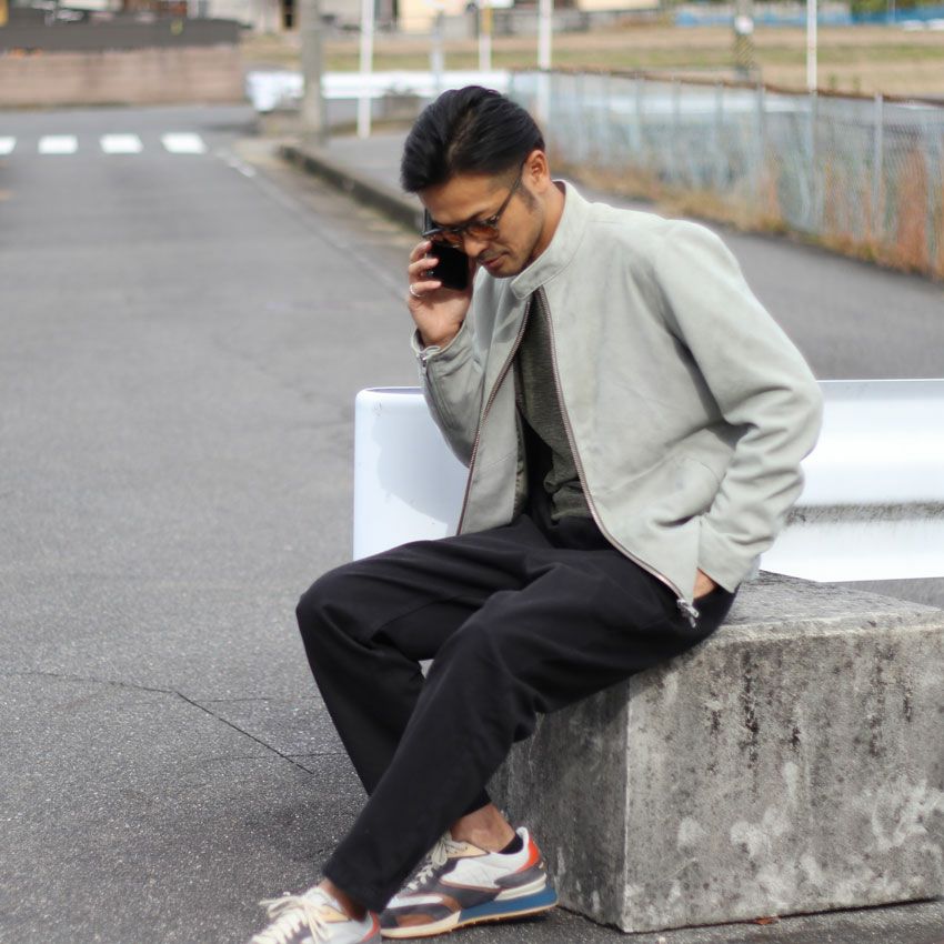 Shunal スウェードシングルライダース GOAT SUEDE BSN アイスグレー