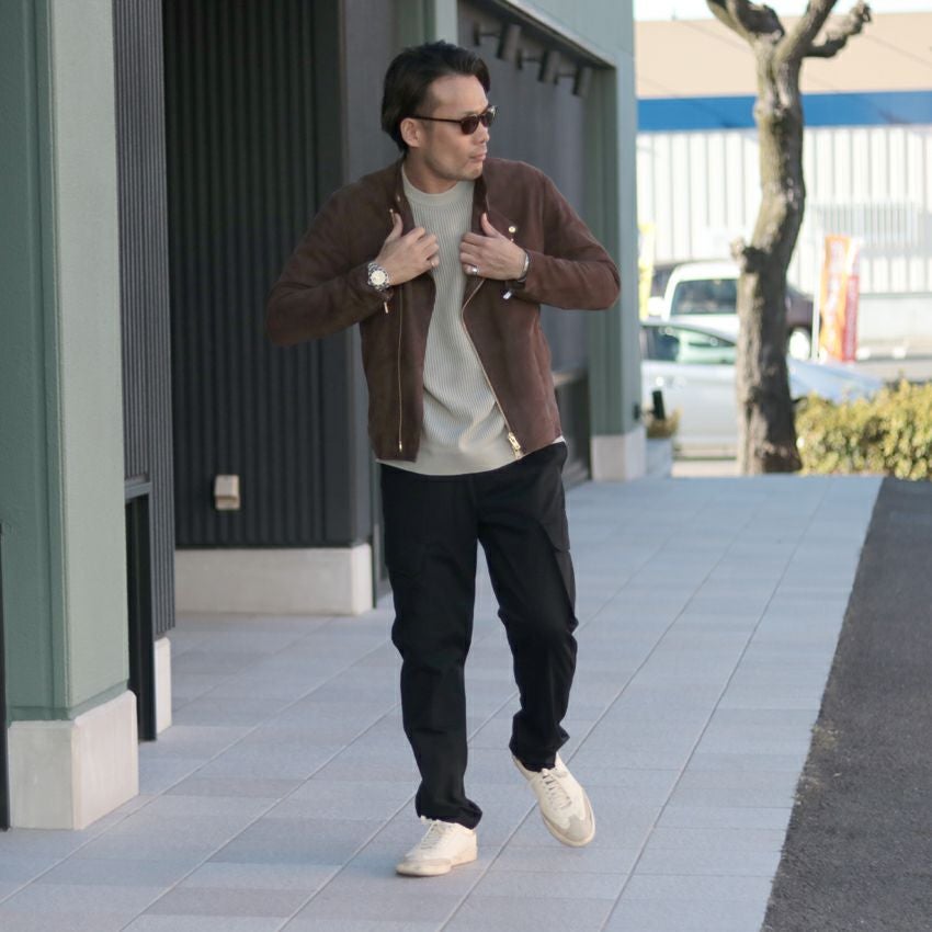 Shunal スウェードセミダブルライダース GOAT SUEDE ブラウン レザー