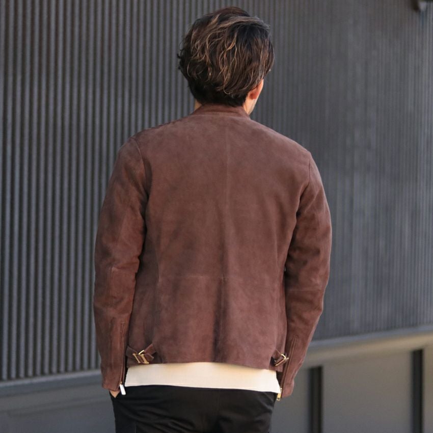 Shunal スウェードセミダブルライダース GOAT SUEDE ブラウン レザー