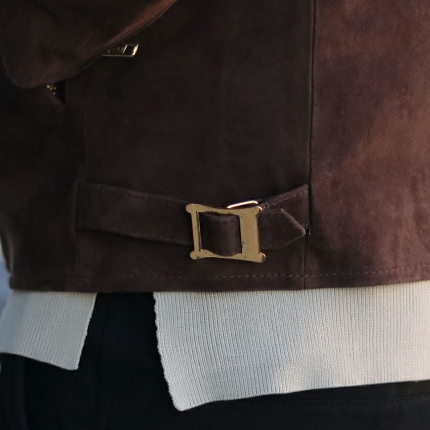 Shunal スウェードセミダブルライダース GOAT SUEDE ブラウン レザー