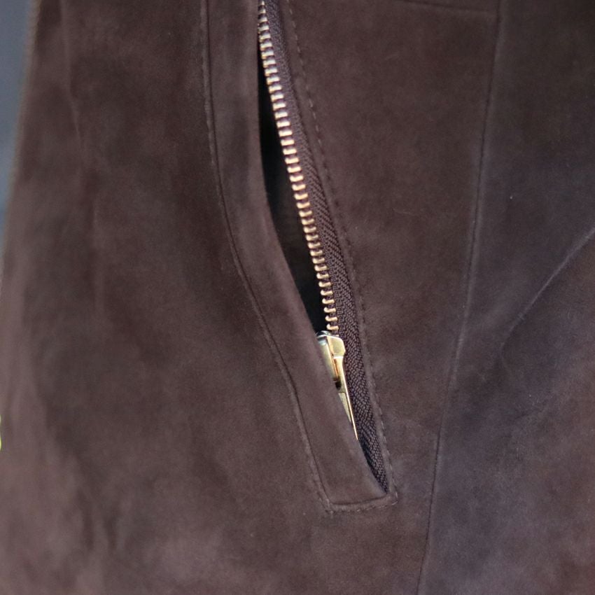 Shunal スウェードセミダブルライダース GOAT SUEDE ブラウン レザー