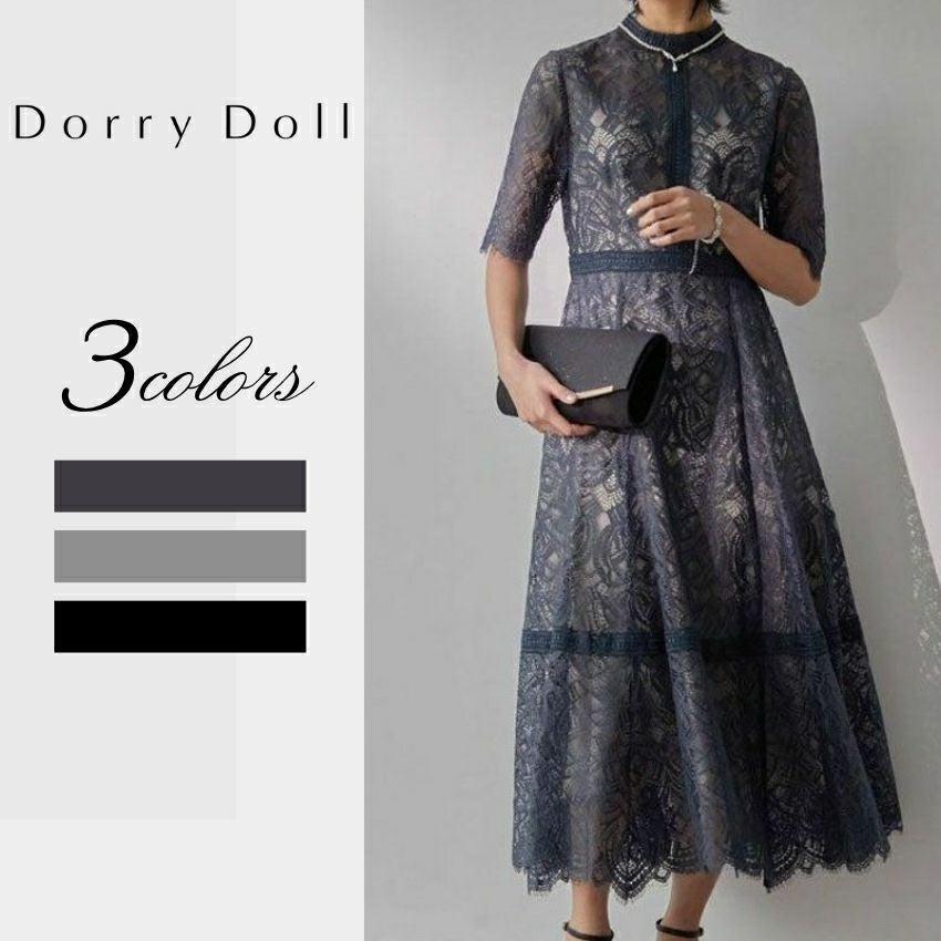Dorry Doll/ドリードール 配色レース×ハシゴレース切り替えワンピース