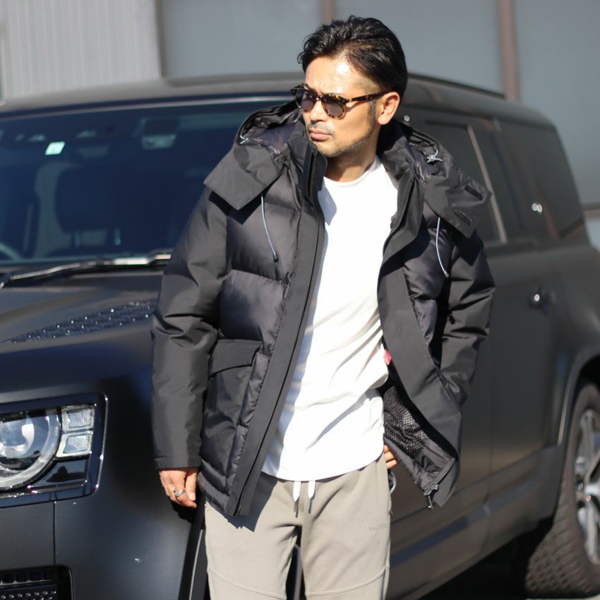 BLACKSAND/ブラックサンド リップストップ切り替えフーデッドエコ