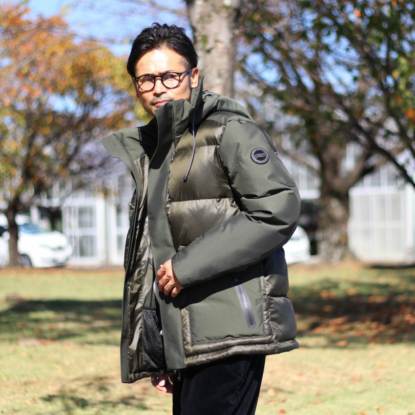 BLACKSAND/ブラックサンド リップストップ切り替えフーデッドエコ