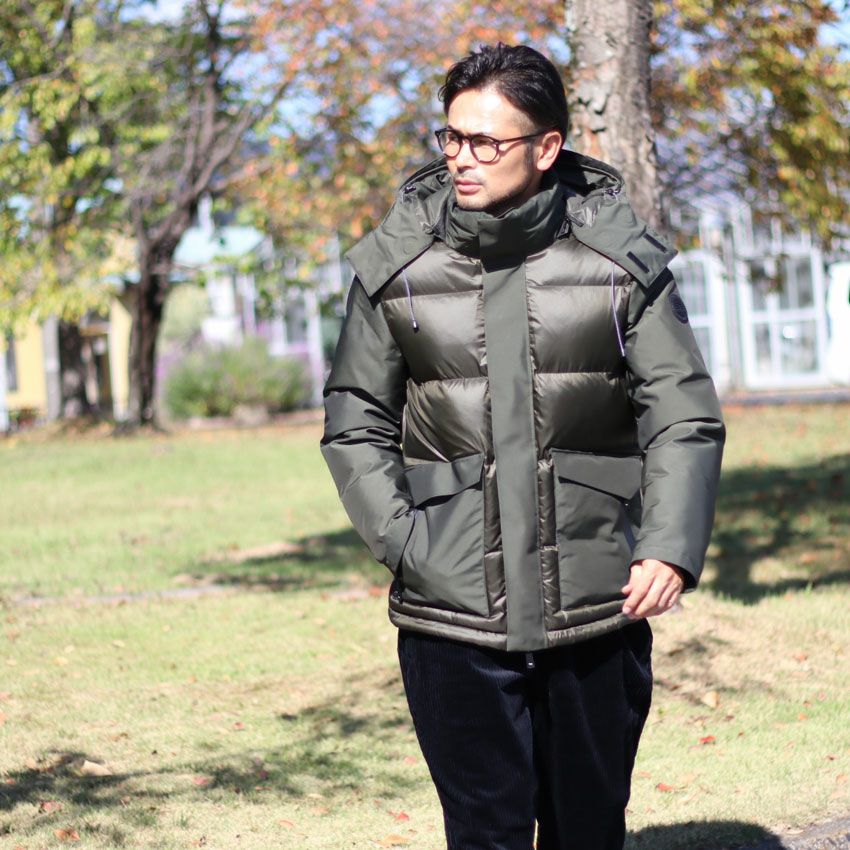 BLACKSAND/ブラックサンド リップストップ切り替えフーデッドエコ