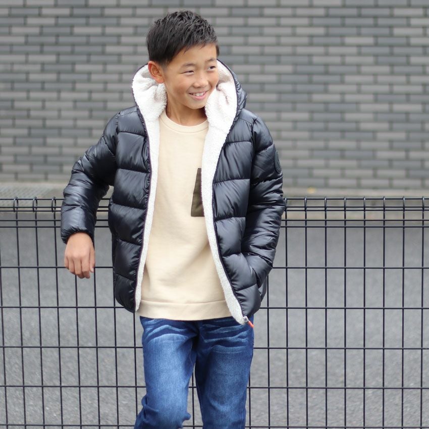 SAVE THE DUCK/セイブザダック 【KIDS】裏ボアフードダウンジャケット SAVE THE DUCK/セイブザダック 【KIDS】裏ボアフードダウンジャケット