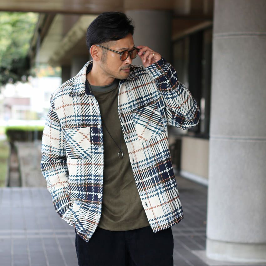 wax london/ワックスロンドン チェック柄ホワイティングオーバーシャツ