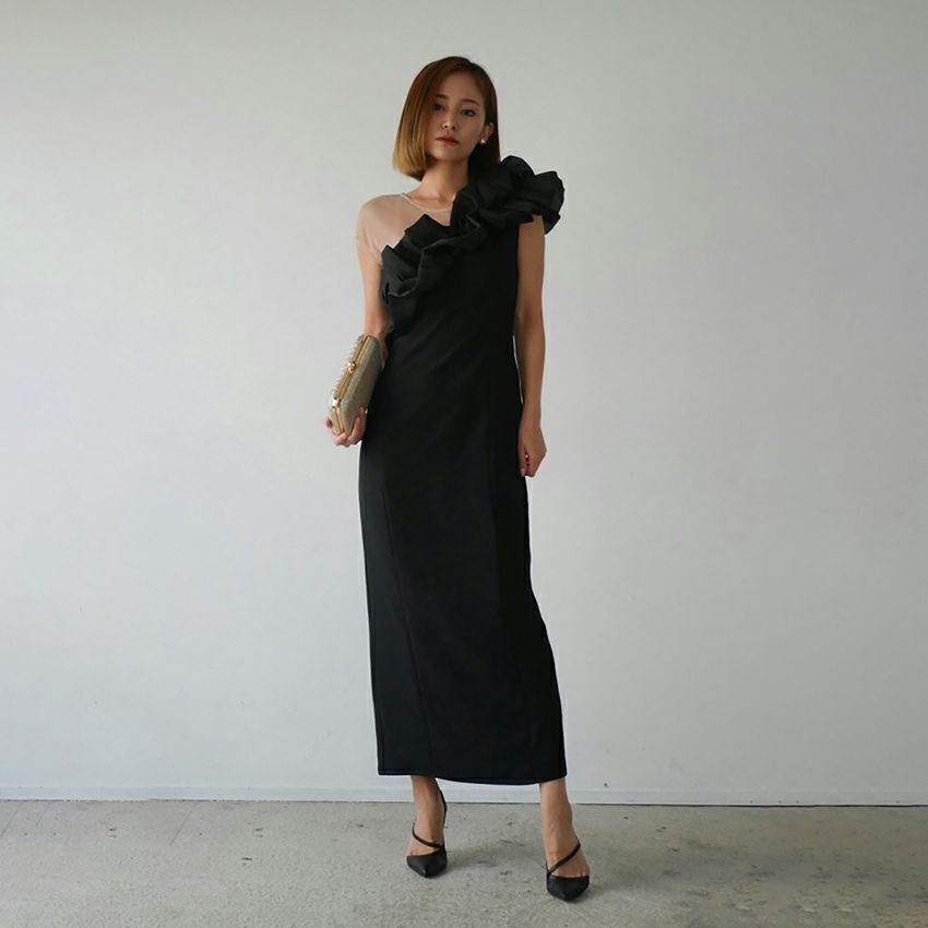 My shawty/マイシャウティー shiny frill dress a2405001 | Shunal