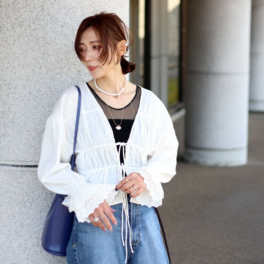 anuke / アンヌーク | Vneck lace blouse コットン レース ブラウス シャツ | F | ホワイト | レディース anuke / アンヌーク Vneck lace blouse コットン レース ブラウス
