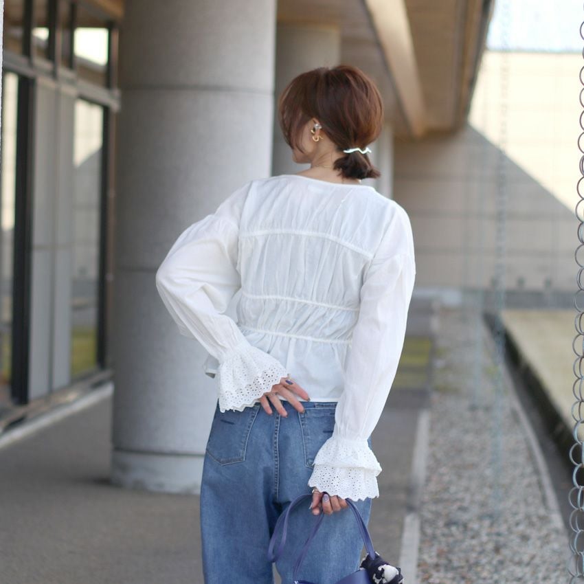 anuke/アンヌーク Vneck Lace Blouse 62510408 シャツ ブラウス V