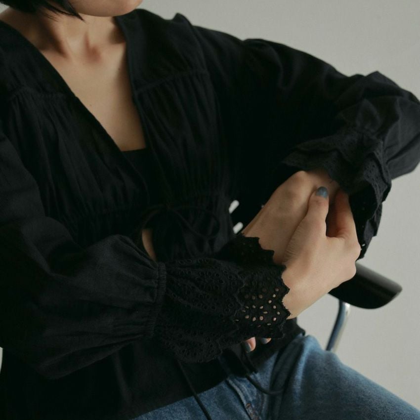 anuke/アンヌーク Vneck Lace Blouse 62510408 シャツ ブラウス V