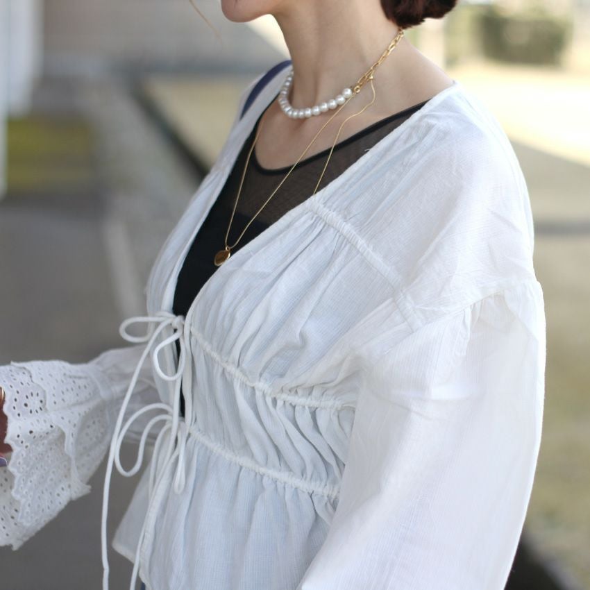 anuke/アンヌーク Vneck Lace Blouse 62510408 シャツ ブラウス V
