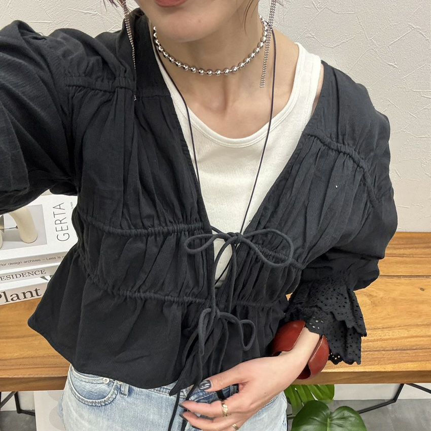 anuke/アンヌーク Vneck Lace Blouse 62510408 シャツ ブラウス V