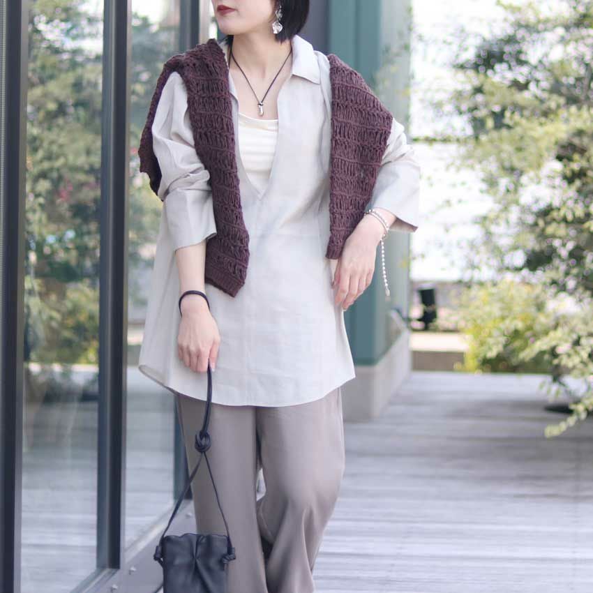 anuke/アンヌーク Skipper Sheer Shirts スキッパーシアーシャツ
