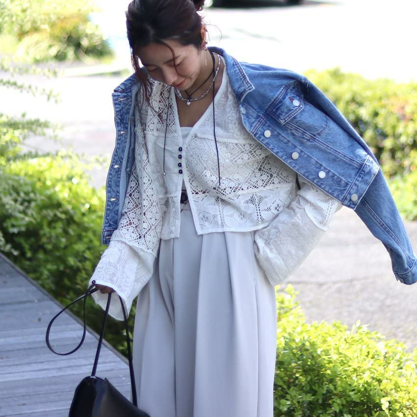 anuke/アンヌーク Patchwork Lace Cardigan 62510403 カーディガン