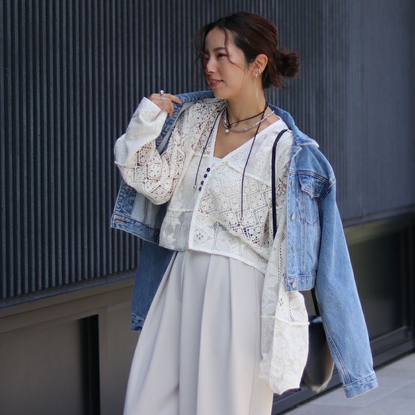 anuke/アンヌーク Patchwork Lace Cardigan 62510403 カーディガン