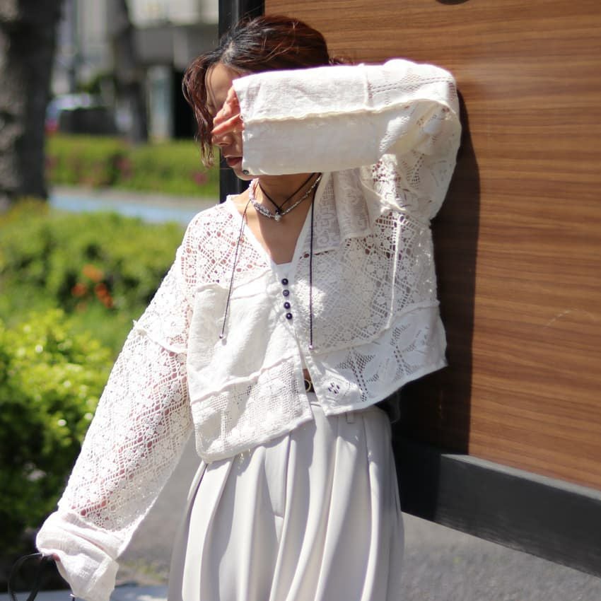anuke/アンヌーク Patchwork Lace Cardigan 62510403 カーディガン