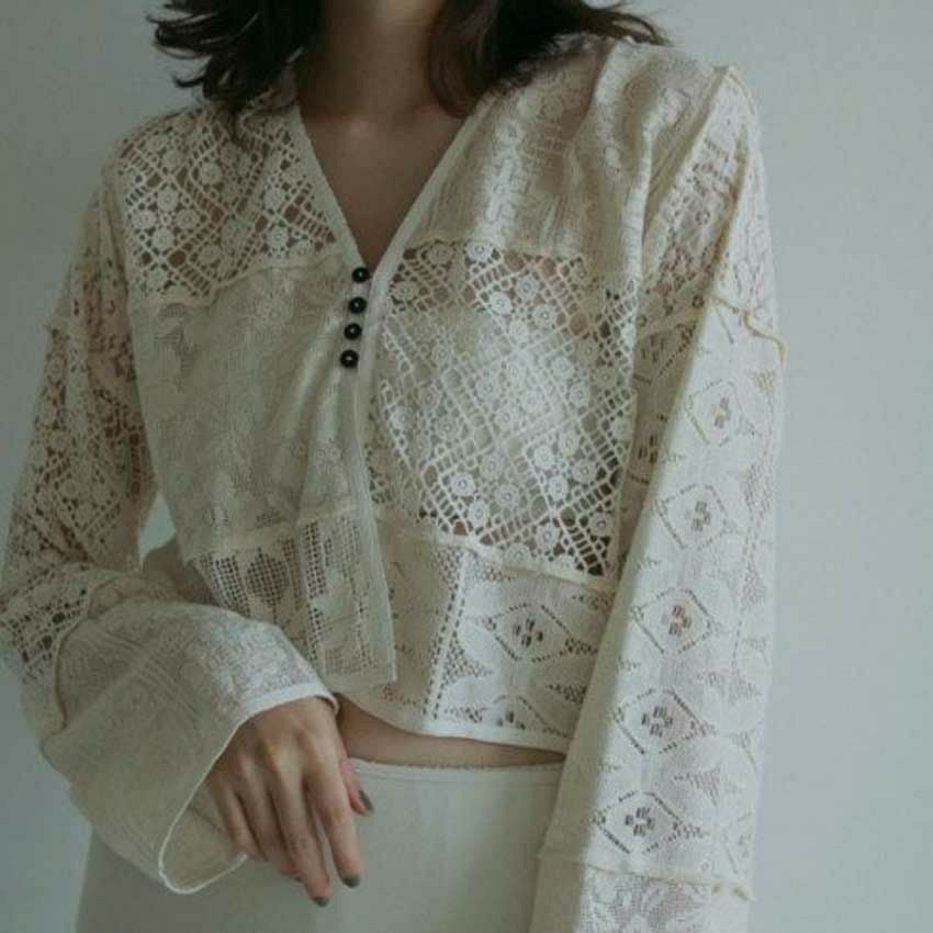 anuke/アンヌーク Patchwork Lace Cardigan 62510403 カーディガン