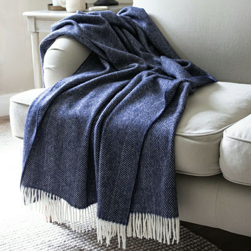 TWEEDMILL 青 毛布・ブランケット TWEEDMILL/ツイードミル ピュアニューウール ブランケット ラグ Throws