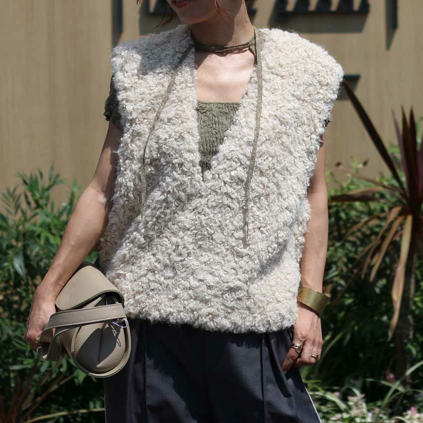 Ballsey/ボールジィ ミックスファー Vネックベスト 11015401001 ベスト