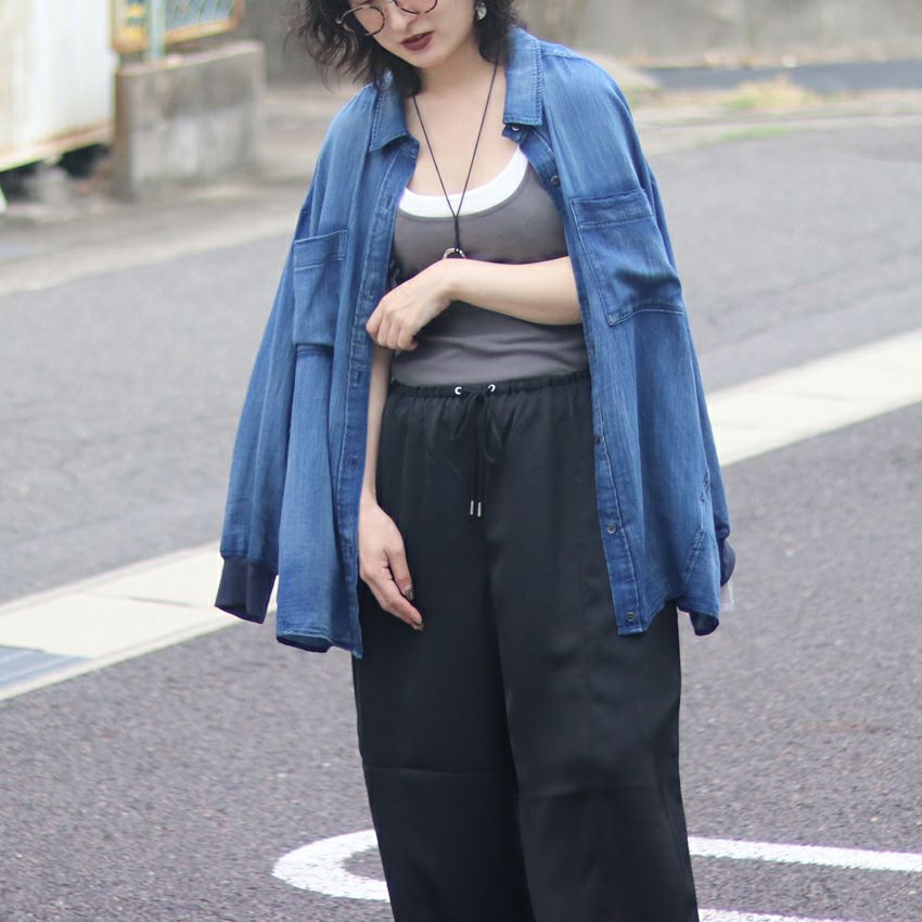 Dignite Collier/ディニテコリエ シアーデニムシャツ MS-80256017 長袖
