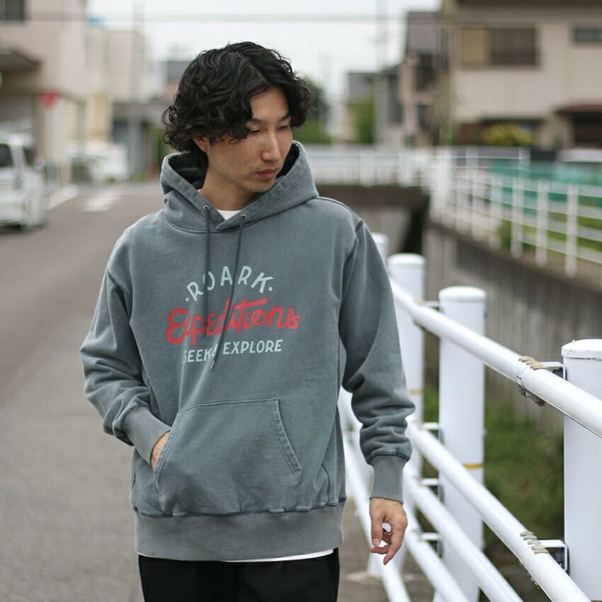 ROARK REVIVAL/ロアークリバイバル ウォッシュ加工 プリントパーカー 