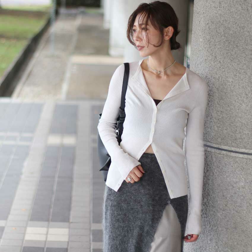 TODAYFUL Silkwool Knit Cardigan エクリュ・グレー Silkwool Knit Cardigan（ニット/セーター）｜TODAYFUL（トゥデイフル
