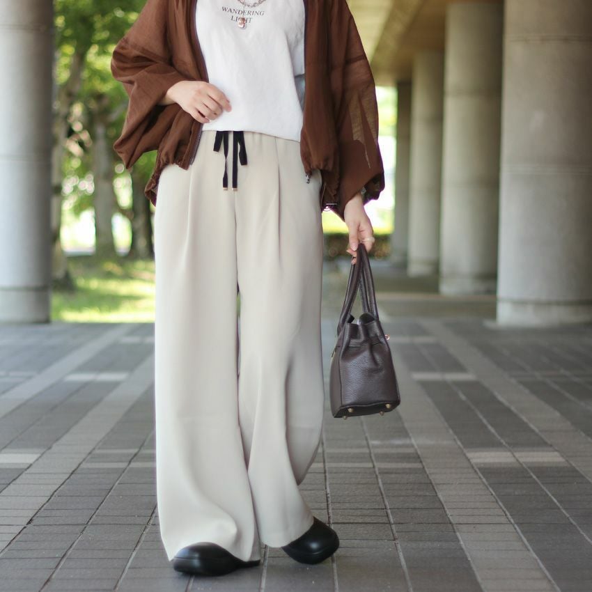 trois/トロワ ダブルクロスセミワイドパンツ T256-87052 ワイドパンツ