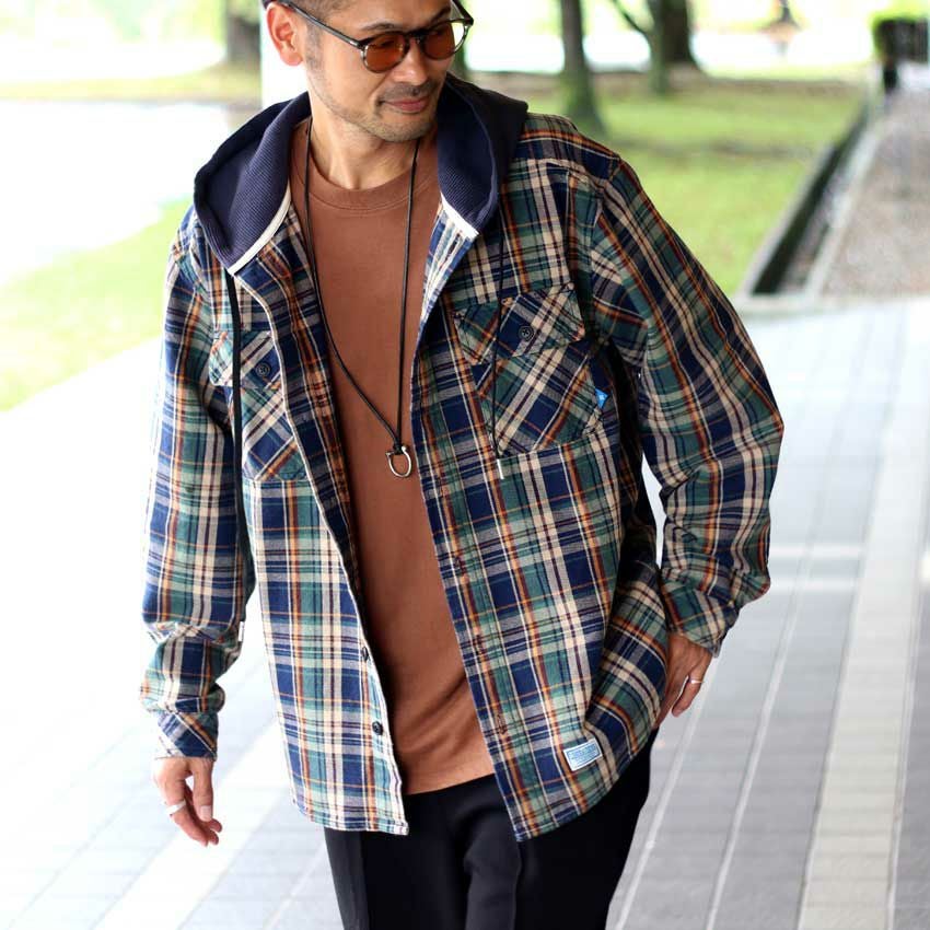 Liberaiders/リベレイダース HOODED PLAID SHIRT 771032503 長袖シャツ
