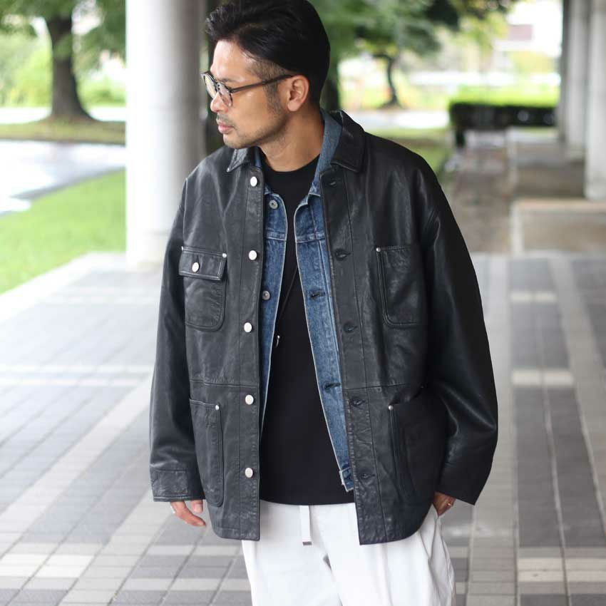 JAGROSE/ジャグロース ウォッシュレザーカバーオール ラム 羊革 革