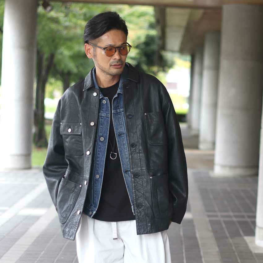 JAGROSE/ジャグロース ウォッシュレザーカバーオール ラム 羊革 革