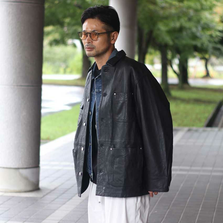 JAGROSE/ジャグロース ウォッシュレザーカバーオール ラム 羊革 革