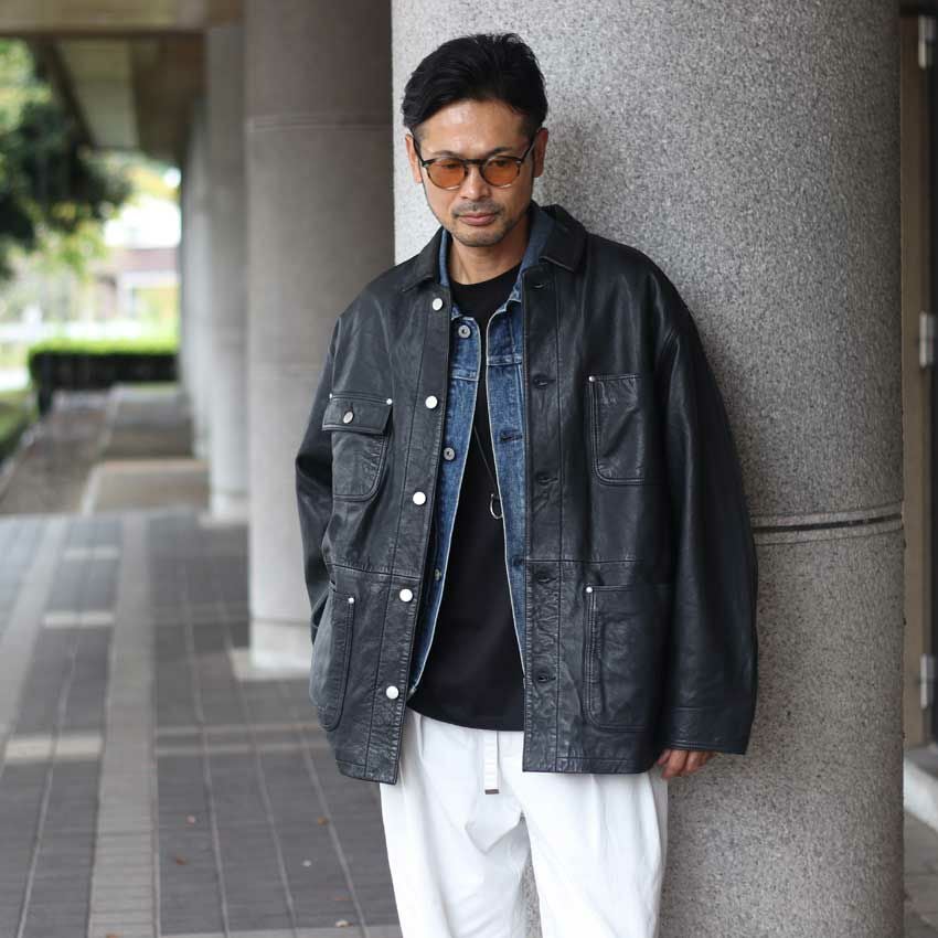 JAGROSE/ジャグロース ウォッシュレザーカバーオール ラム 羊革 革