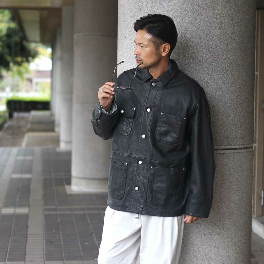 JAGROSE/ジャグロース ウォッシュレザーカバーオール ラム 羊革 革
