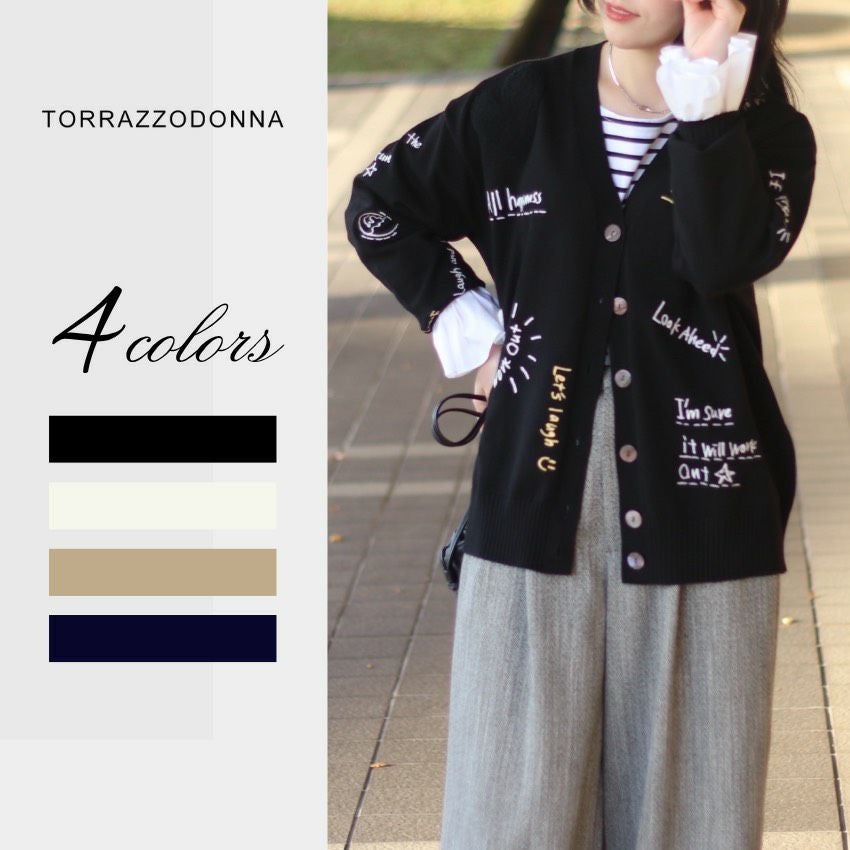 TORRAZZO DONNA/トラッゾドンナ 刺繍カーディガン 6262-460 ハッピー 