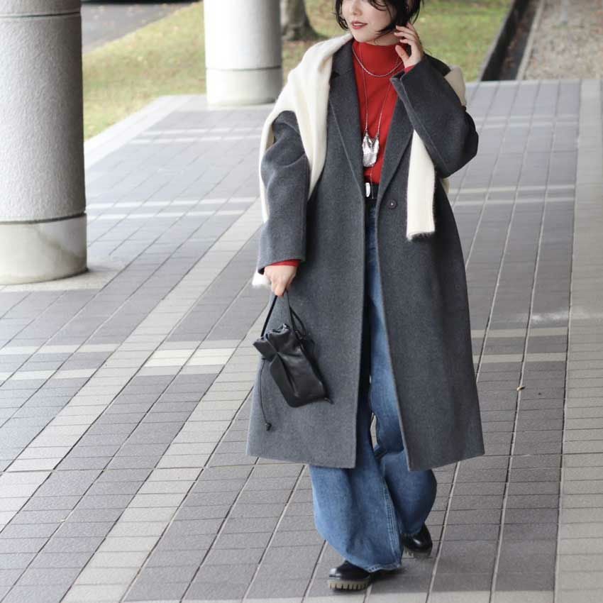 CLOCHE/クロッシェ シングルチェスターコート 552-84501 ダブルカラー