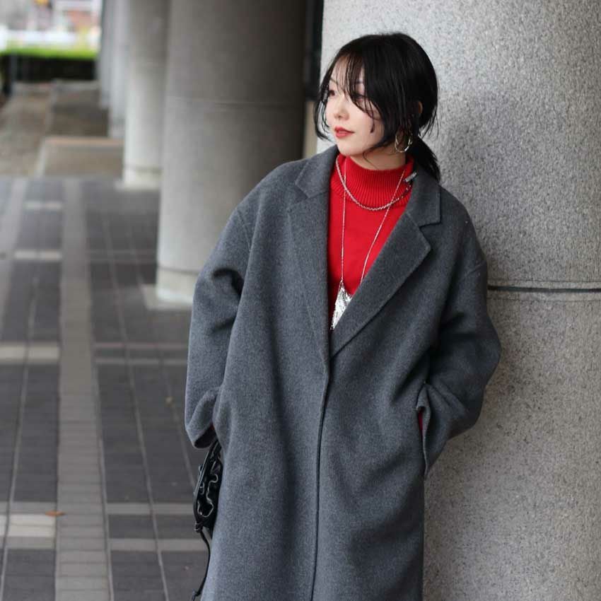 CLOCHE/クロッシェ シングルチェスターコート 552-84501 ダブルカラー