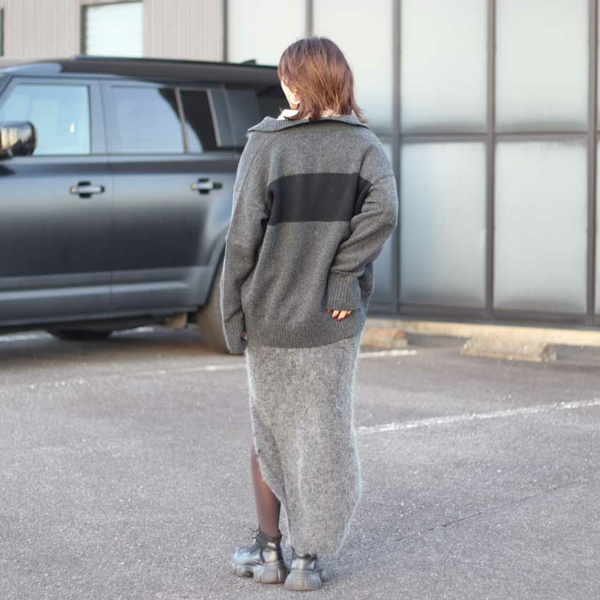 anuke/アンヌーク Wool Polo Knit 62520504 ウールニット ポロ ハーフ