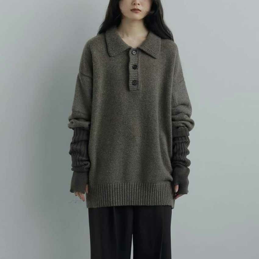 anuke/アンヌーク Wool Polo Knit 62520504 ウールニット ポロ ハーフ