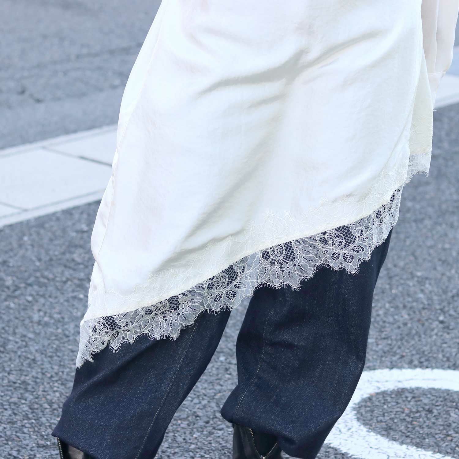 CLOCHE/クロシェ ロングアシンメトリーレースキャミソール 612-85711