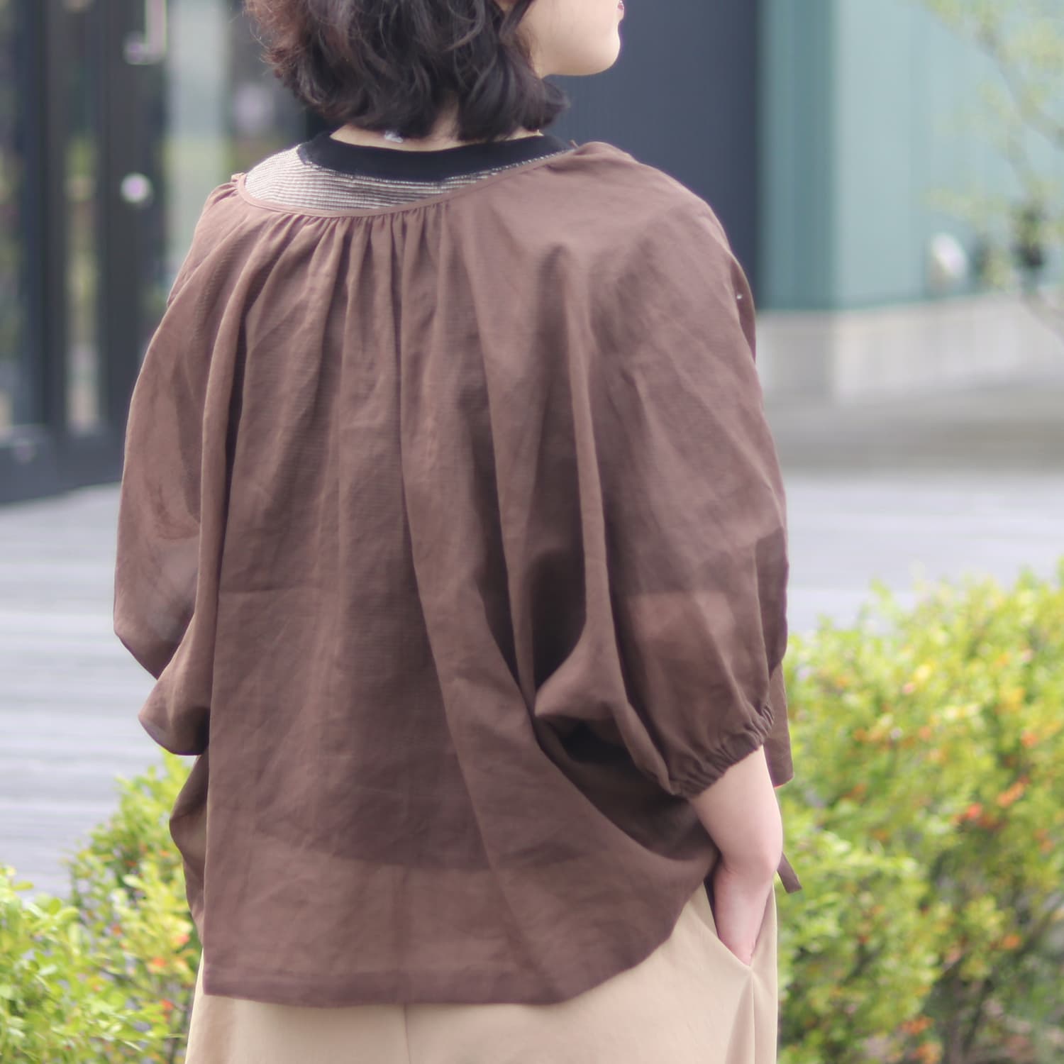 美品 TOMORROWLAND collection トゥモローランドコレクション ルコットンオーガンジー ネックリボンブラウス サイズ36 ブラウン レディース 古着 中古 USED 中古・古着通販】TOMORROW LAND collection (トゥモローランド