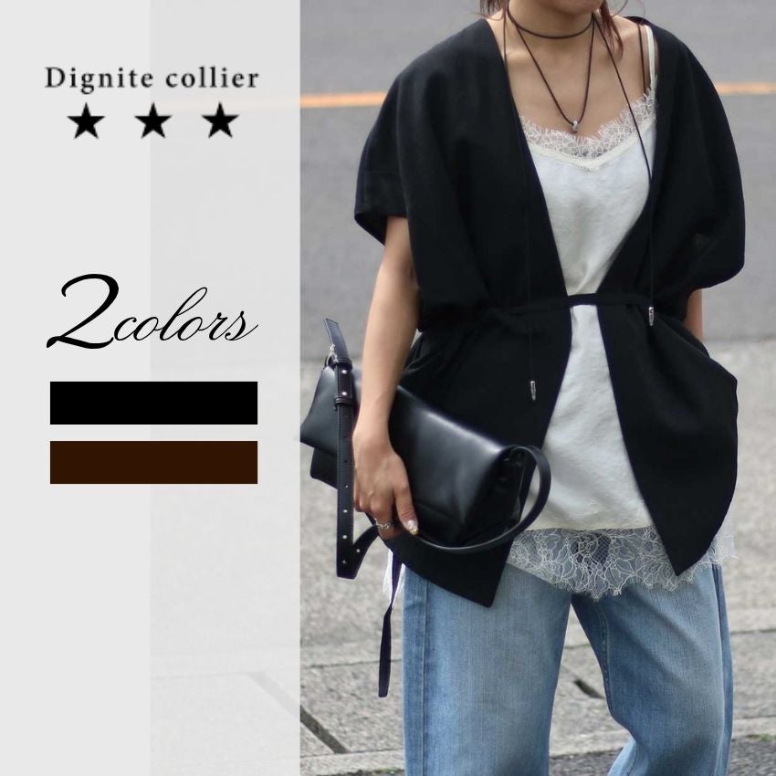 Dignite Collier/ディニテコリエ ノーカラーガーゼジャケット TK