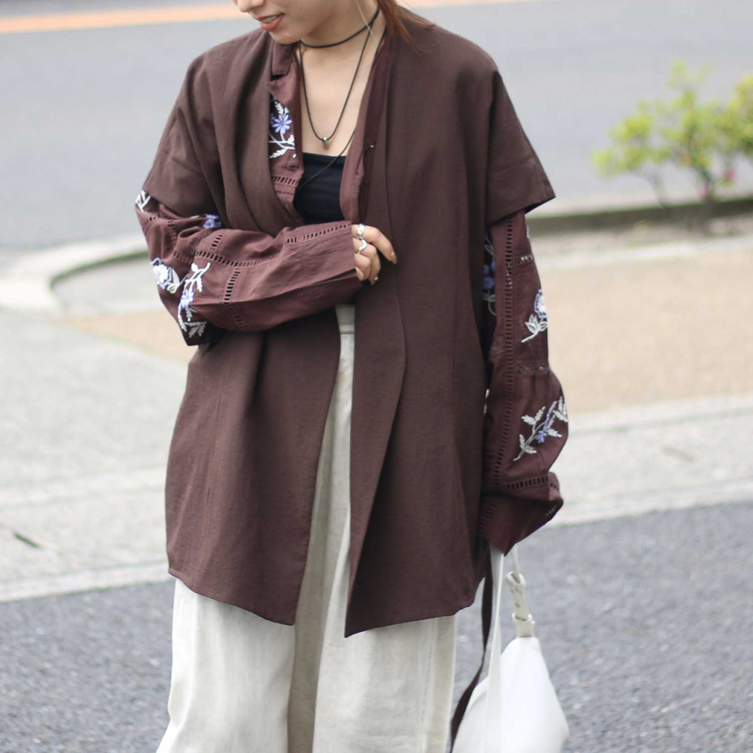ディニテコリエ　Dignite collier ノーカラーガーゼジャケット F Dignite Collier/ディニテコリエ ノーカラーガーゼジャケット TK