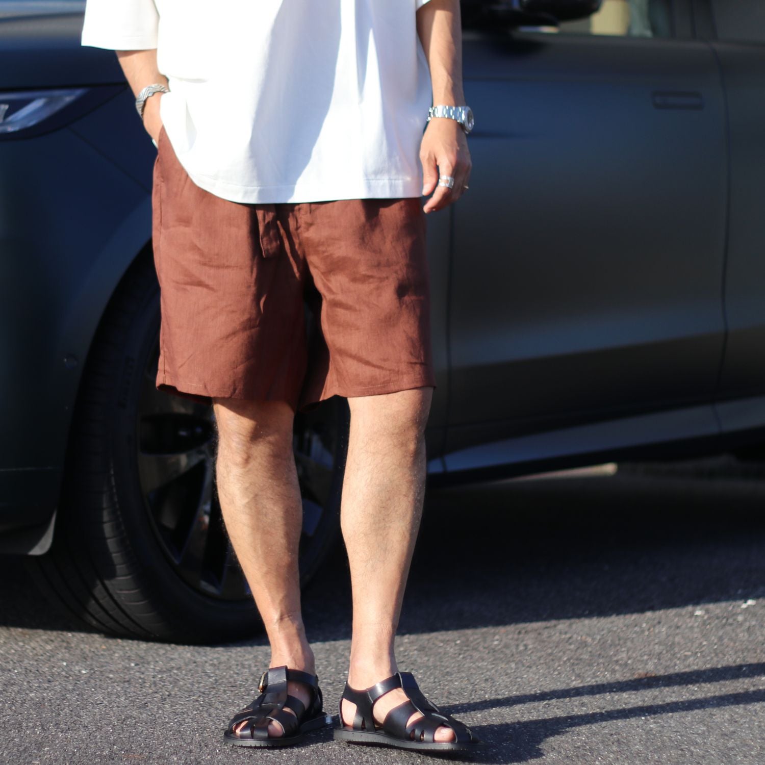 Elfino/エルフィーノ リネンショートパンツ EL-260 麻 ヘンプ生地