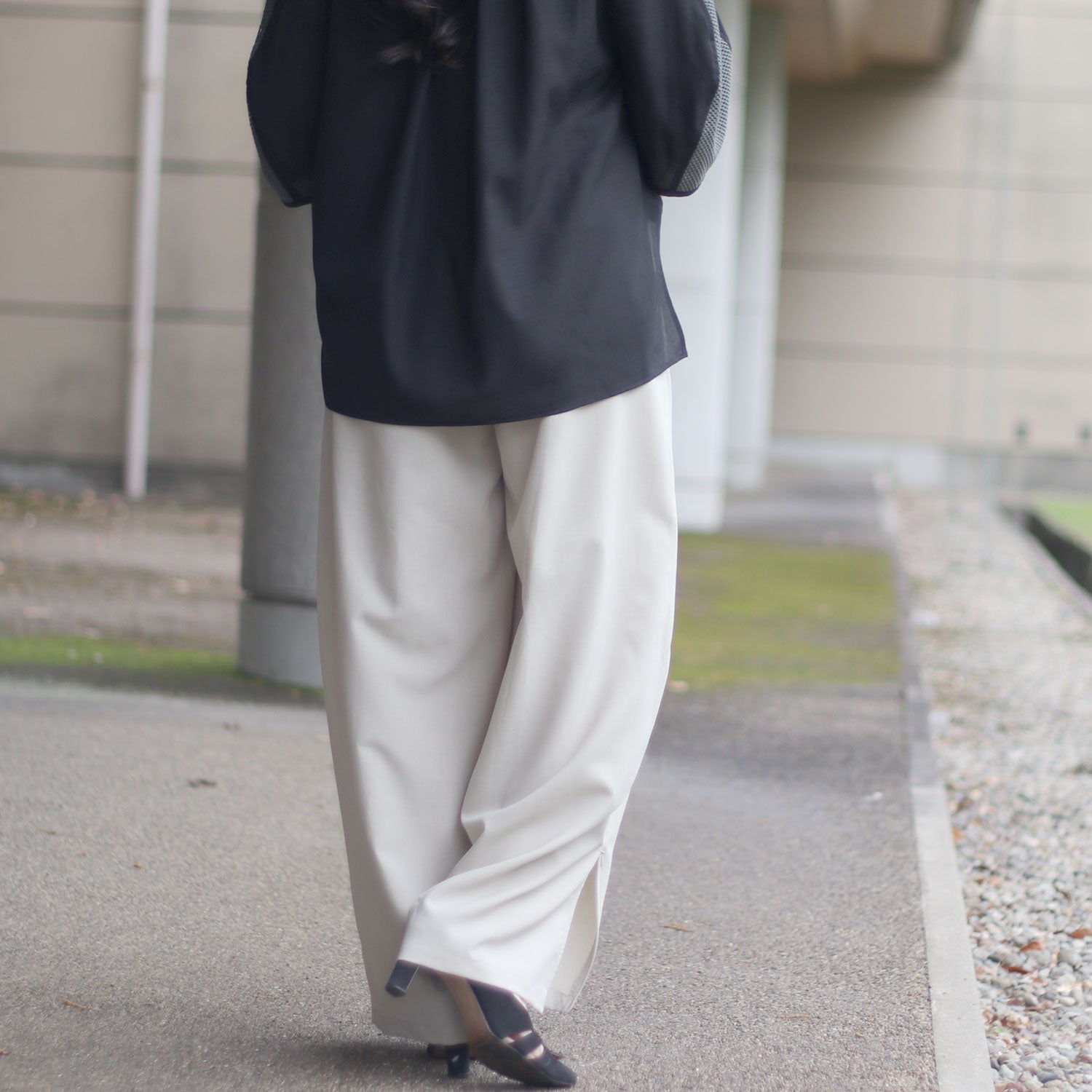 CLOCHE/クロシェ 裾ZIPコクーンパンツ 610-86018 カーブ スリット
