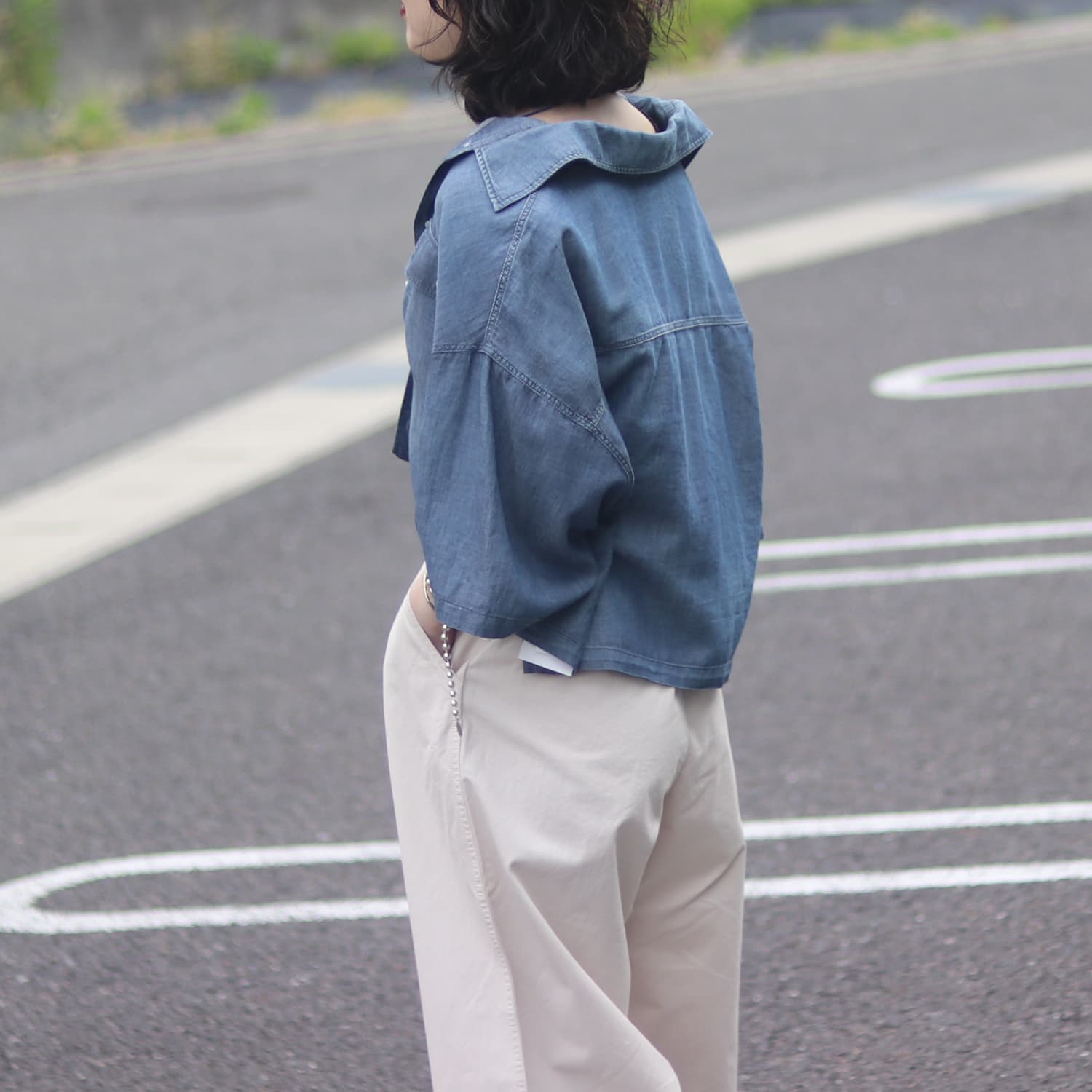 Dignite Collier/ディニテコリエ シアーデニム半袖シャツ TK-8026216